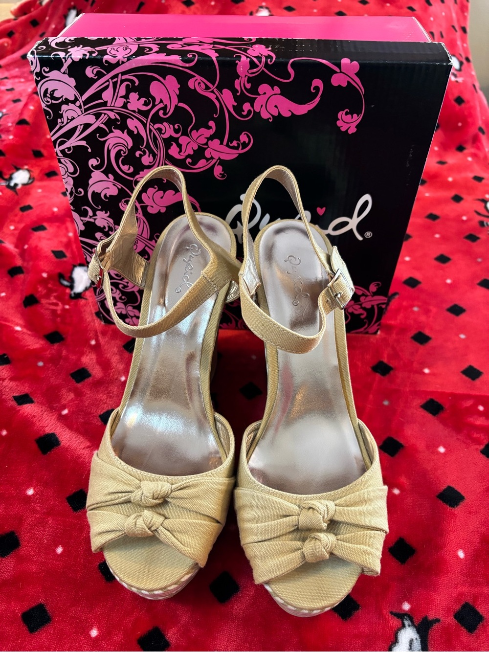 Taupe Knot Front Slingback Wedge Sandals